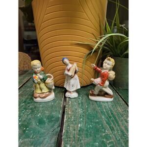 3 Vintage Figurines, Occupied Japan Era, Courting Boys, Musical Woman